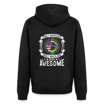Brésil États-Unis Drapeau - Moitié Américain Moitié Brésilien - Veste à capuche bio Premium Unisexe - noir - Dos - Nico (187cm)