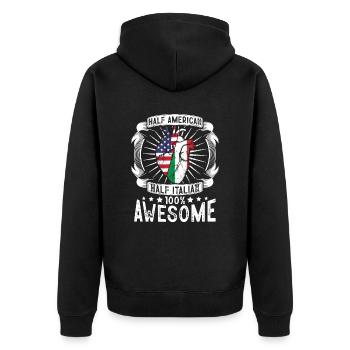 Italien USA-Flagge - Halb Amerikanerin, Halb Italienisch - Unisex Premium Bio Zip Hoodie - Schwarz - Hinten - Nico (187cm)