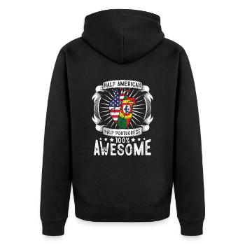 Portugal États-Unis Drapeau - moitié américain moitié portugais - Veste à capuche bio Premium Unisexe - noir - Dos - Nico (187cm)