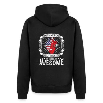 Turkey USA Flag - Half American Half Turkish - Unisex Premium Organic Zip Hoodie - black - Back - Nico (187cm)