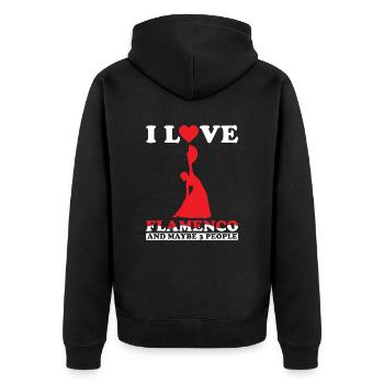 I love flamenco and maybe 3 people - Unisex Premium Organic Zip Hoodie - black - Back - Nico (187cm)