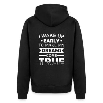Se réveiller et réaliser ses rêves Motivation - Veste à capuche bio Premium Unisexe - noir - Dos - Nico (187cm)
