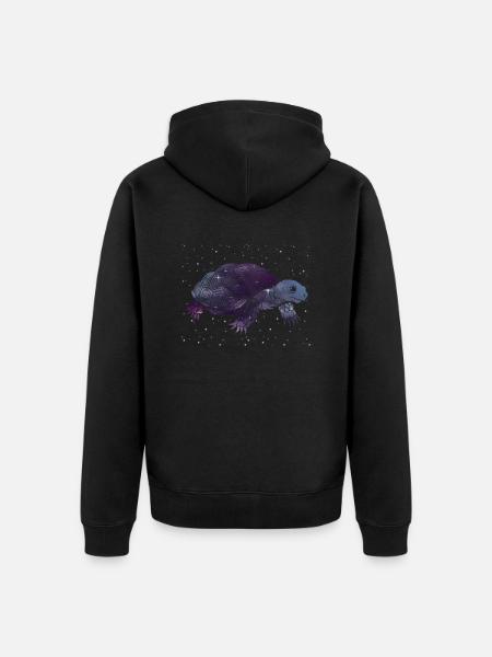 Galactic Turtle Silhouette - Unisex Premium Organic Zip Hoodie - black