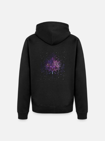 Fleur céleste aux lignes harmonieuses - Veste à capuche bio Premium Unisexe - noir