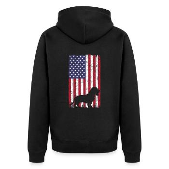 Chien Beagle avec drapeau des États-Unis - Veste à capuche bio Premium Unisexe - noir - Dos - Nico (187cm)