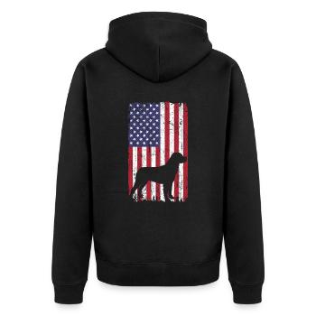 Chien Rottweiler avec drapeau des États-Unis - Veste à capuche bio Premium Unisexe - noir - Dos - Nico (187cm)