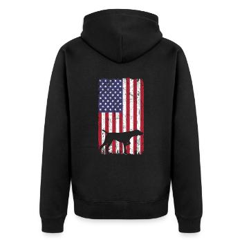Braque de Weimar avec drapeau des États-Unis - Veste à capuche bio Premium Unisexe - noir - Dos - Nico (187cm)