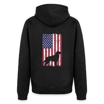 Chien Golden Retriever avec drapeau des États-Unis - Veste à capuche bio Premium Unisexe - noir - Dos - Nico (187cm)