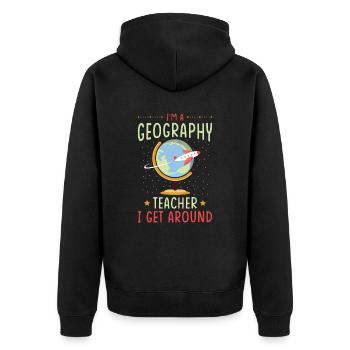 Professeur de géographie avec motif de globe terrestre - Veste à capuche bio Premium Unisexe - noir - Dos - Nico (187cm)