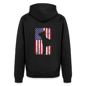 Chien boxer avec drapeau des États-Unis - Veste à capuche bio Premium Unisexe - noir - Dos - Nico (187cm)