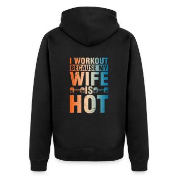 Fitnessstudio Gym Training Sport Motivation - Unisex Premium Bio Zip Hoodie - Schwarz - Hinten - Nico (187cm)