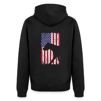 Chien American Staffordshire Terrier avec drapeau américain - Veste à capuche bio Premium Unisexe - noir - Dos - Nico (187cm)