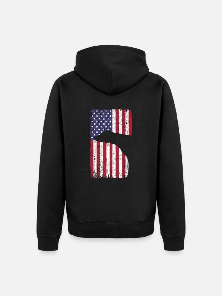 Weimaraner dog with USA flag - Unisex Premium Organic Zip Hoodie - black