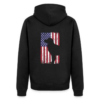 Chien Golden Retriever avec drapeau des États-Unis - Veste à capuche bio Premium Unisexe - noir - Dos - Nico (187cm)
