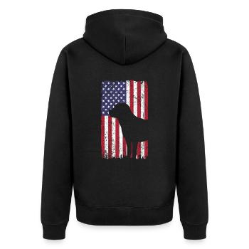 Chien Labrador Retriever avec drapeau des États-Unis - Veste à capuche bio Premium Unisexe - noir - Dos - Nico (187cm)