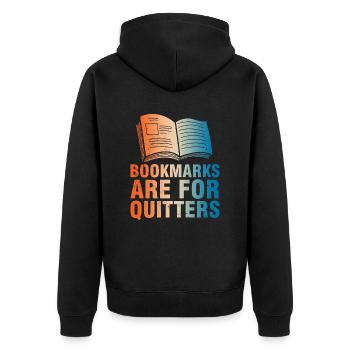 Bookworms beware - Reading without limits - Unisex Premium Organic Zip Hoodie - black - Back - Nico (187cm)