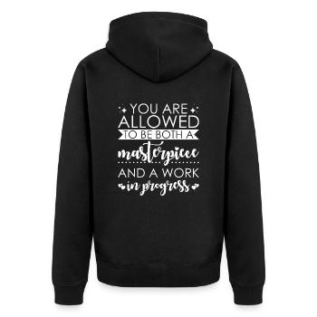 Positive, Saying, Positivity, Self-Confidence - Unisex Premium Organic Zip Hoodie - black - Back - Nico (187cm)