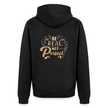 Soyez réel au lieu d’une citation de motivation parfaite - Veste à capuche bio Premium Unisexe - noir - Dos - Nico (187cm)