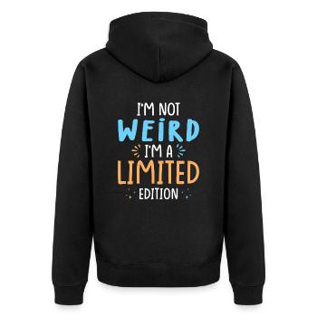Nicht Komisch Sondern Limitierte Ausgabe - Unisex Premium Bio Zip Hoodie - Schwarz - Hinten - Nico (187cm)