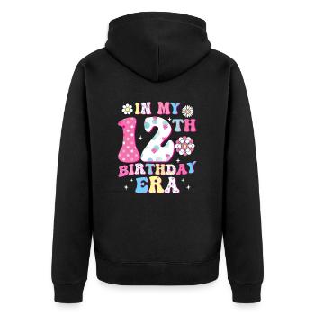 Bienvenue à l’âge du 12e anniversaire - Veste à capuche bio Premium Unisexe - noir - Dos - Nico (187cm)