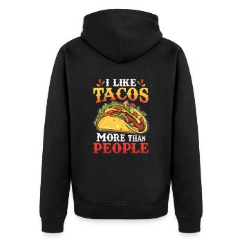 I like tacos more than people - Unisex Premium Organic Zip Hoodie - black - Back - Nico (187cm)