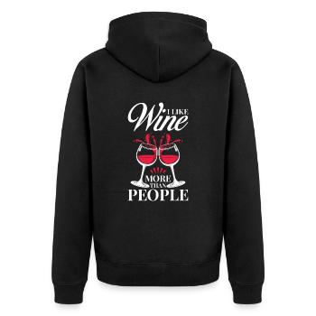 Wine Lover Statement Motif - Unisex Premium Organic Zip Hoodie - black - Back - Nico (187cm)