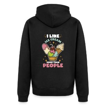 J’aime la crème glacée plus que les gens - Veste à capuche bio Premium Unisexe - noir - Dos - Nico (187cm)