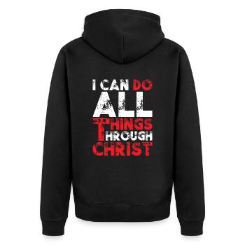 Je peux tout par Christ - Veste à capuche bio Premium Unisexe - noir - Dos - Nico (187cm)