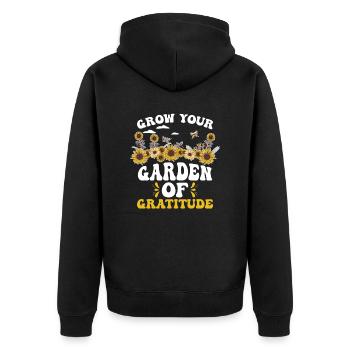 Grow Your Garden of Gratitude - Unisex Premium Organic Zip Hoodie - black - Back - Nico (187cm)