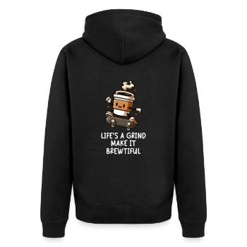 Mill of life on a skateboard - Unisex Premium Organic Zip Hoodie - black - Back - Nico (187cm)