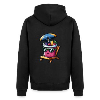 Sonnige Smoothie Bowl Entspannung - Unisex Premium Bio Zip Hoodie - Schwarz - Hinten - Nico (187cm)