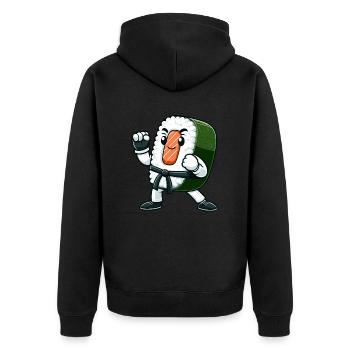 Sushi Karate - Unisex Premium Bio Zip Hoodie - Schwarz - Hinten - Nico (187cm)