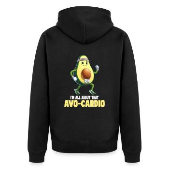 Running Avocado Avo-Cardio Joke - Unisex Premium Organic Zip Hoodie - black - Back - Nico (187cm)