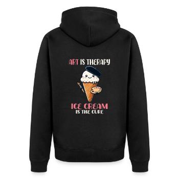Kunsttherapie Und Eiscreme Heilung - Unisex Premium Organic Zip Hoodie - black - Back - Nico (187cm)