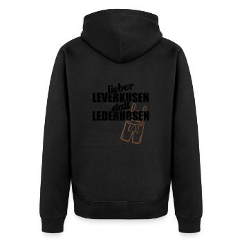Leverkusen - Zieht den Bayern die Lederhosen aus - Unisex Premium Bio Zip Hoodie - Schwarz - Hinten - Nico (187cm)