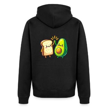 Avocado Toast Kawaii Vegetables Breakfast Food Vegan - Unisex Premium Organic Zip Hoodie - black - Back - Nico (187cm)