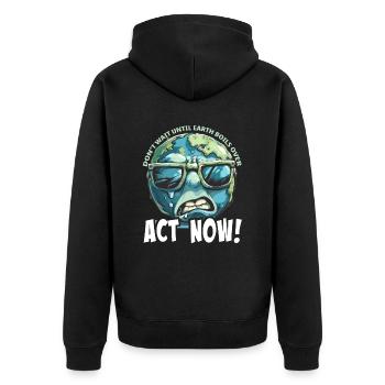 Handel Jetzt Erderwärmung Protest - Unisex Premium Bio Zip Hoodie - Schwarz - Hinten - Nico (187cm)