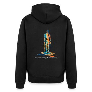 Heißes Wetter Ist Nicht Meine Wahl - Unisex Premium Bio Zip Hoodie - Schwarz - Hinten - Nico (187cm)