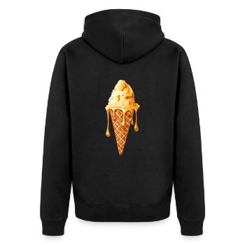 Verschmolzenes Eiswaffel Motiv - Unisex Premium Bio Zip Hoodie - Schwarz - Hinten - Nico (187cm)