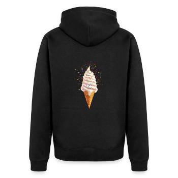 Sommerfreude Mit Buntem Eiscreme Motiv - Unisex Premium Bio Zip Hoodie - Schwarz - Hinten - Nico (187cm)