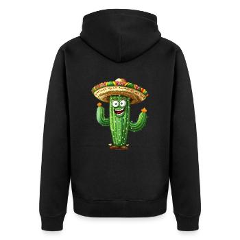 Drôle de cactus avec sombrero ardent - Veste à capuche bio Premium Unisexe - noir - Dos - Nico (187cm)
