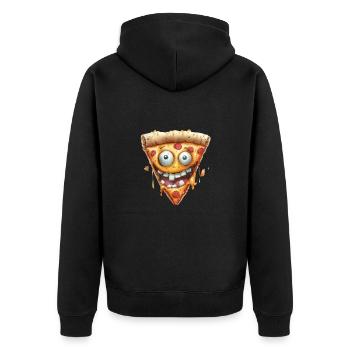 Funny Pizza Face For Humorous Moments - Unisex Premium Organic Zip Hoodie - black - Back - Nico (187cm)
