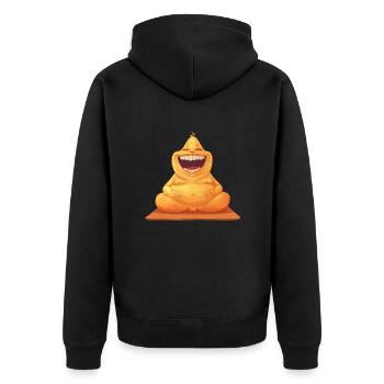 Entspannt Lachen Mit Yoga Orange Figur - Unisex Premium Bio Zip Hoodie - Schwarz - Hinten - Nico (187cm)
