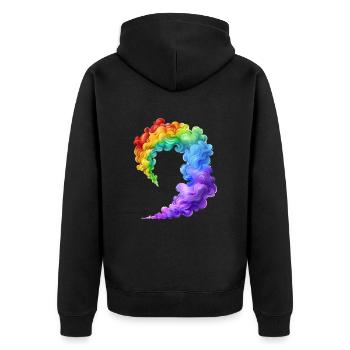 Buntes Rauchprofil In Lebendigen Farben - Unisex Premium Bio Zip Hoodie - Schwarz - Hinten - Nico (187cm)
