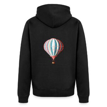Bunte Heißluftballon Abenteuer Grafik - Unisex Premium Bio Zip Hoodie - Schwarz - Hinten - Nico (187cm)