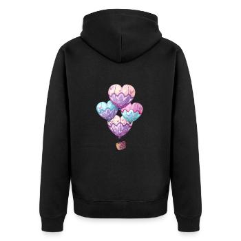 Bunte Herzen Luftballons Fliegen Hoch - Unisex Premium Bio Zip Hoodie - Schwarz - Hinten - Nico (187cm)