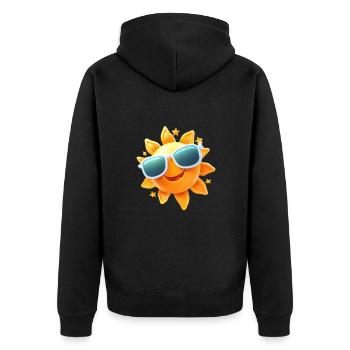 Sunny smile with cool sunglasses - Unisex Premium Organic Zip Hoodie - black - Back - Nico (187cm)