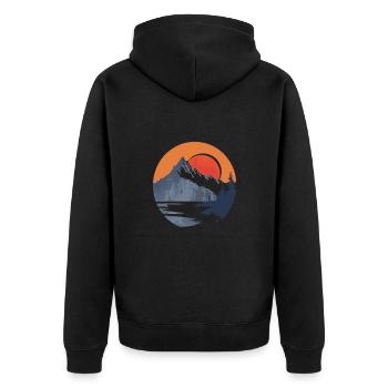 Adventure Mountains at Sunset - Unisex Premium Organic Zip Hoodie - black - Back - Nico (187cm)