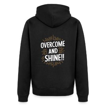 Overcome and radiate motivation - Unisex Premium Organic Zip Hoodie - black - Back - Nico (187cm)