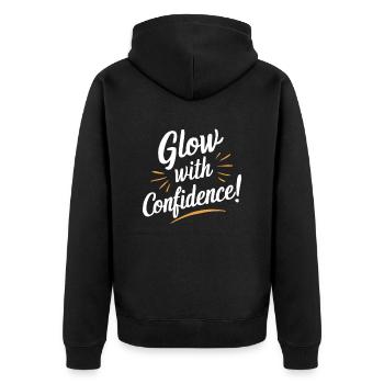 Glow with Confidence Motivation - Unisex Premium Organic Zip Hoodie - black - Back - Nico (187cm)